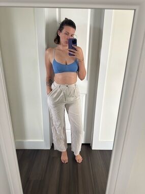 Reformation Cream Wide-Leg Linen Pants